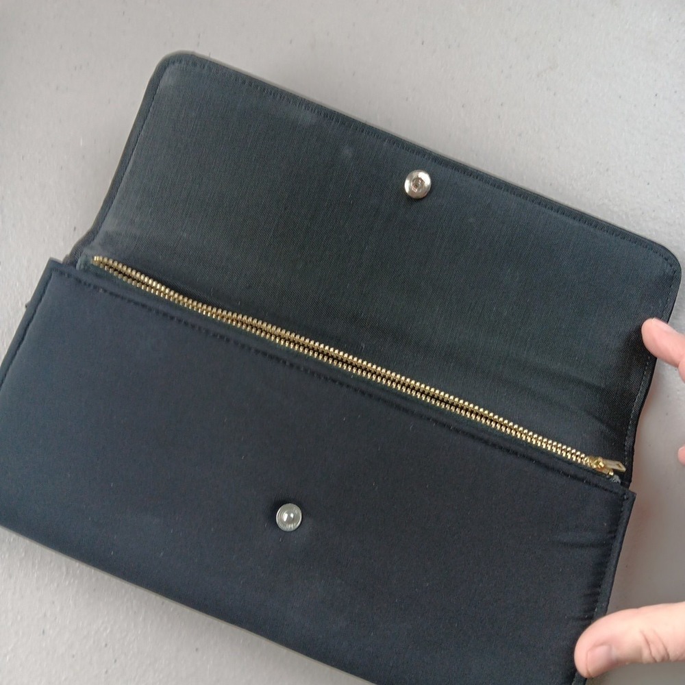 VTG Black Floral Embroidered Evening Purse Clutch Bavarian BOHO Prairie Romantic - Picture 4 of 9